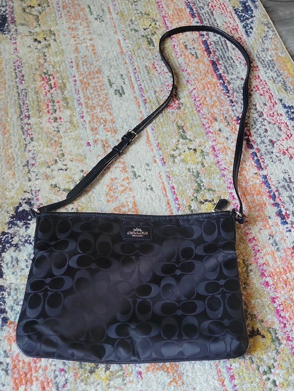 Coach Black Signature Crossbody Pouch